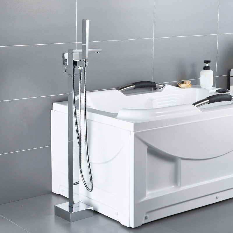 Modern Freestanding Tub Filler Trim Brass Floor Mounted with Risers Freestanding Faucet
