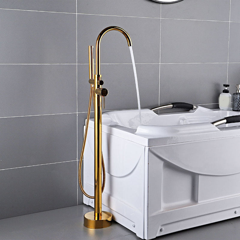 Modern Freestanding Tub Filler Trim Brass Floor Mounted with Risers Freestanding Faucet