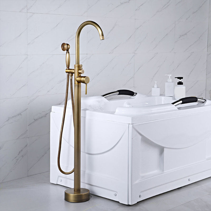 Modern Freestanding Tub Filler Trim Brass Floor Mounted with Risers Freestanding Faucet