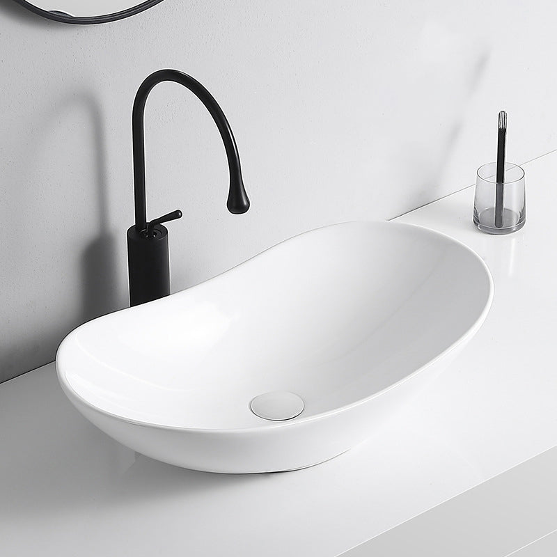 Modern Vessel Lavatory Sink Porcelain Rectangular Vessel Sink(Not Including Faucet)
