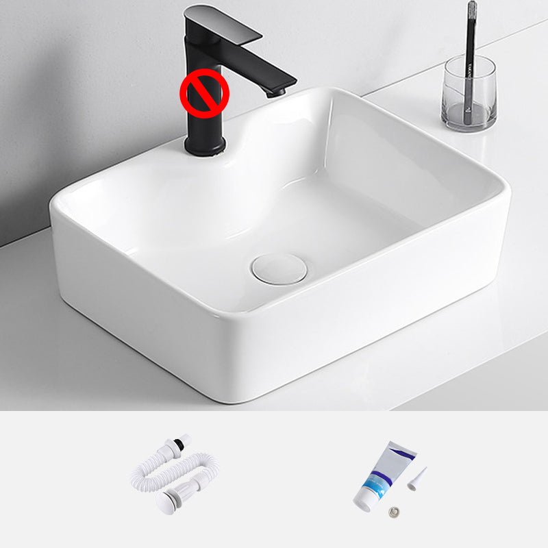 Modern Vessel Lavatory Sink Porcelain Rectangular Vessel Sink(Not Including Faucet)