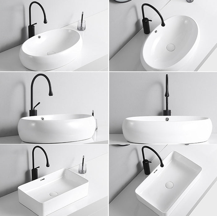 Modern Vessel Lavatory Sink Porcelain Rectangular Vessel Sink(Not Including Faucet)