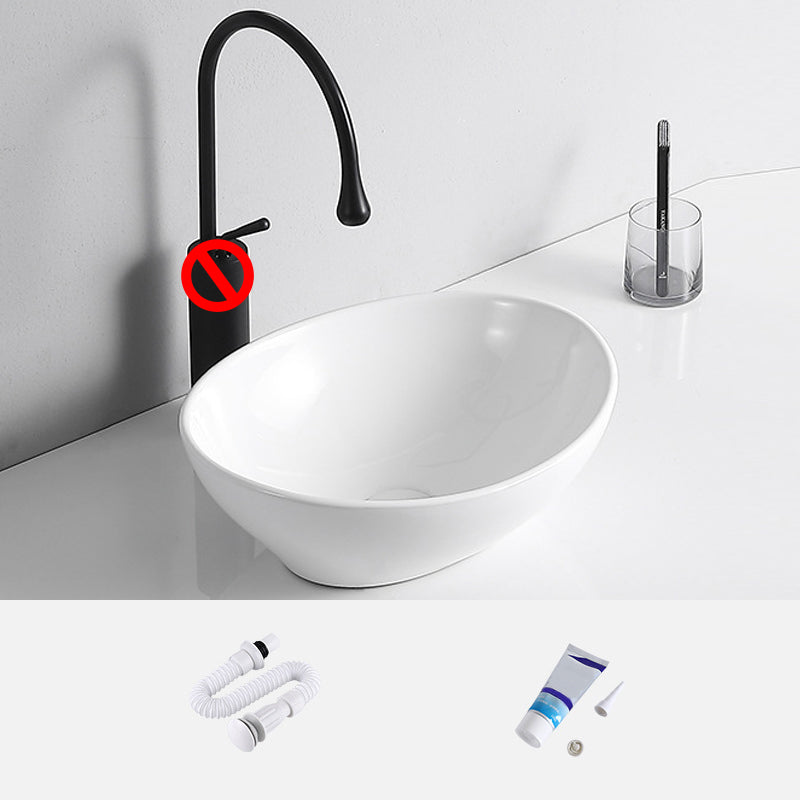 Modern Vessel Lavatory Sink Porcelain Rectangular Vessel Sink(Not Including Faucet)