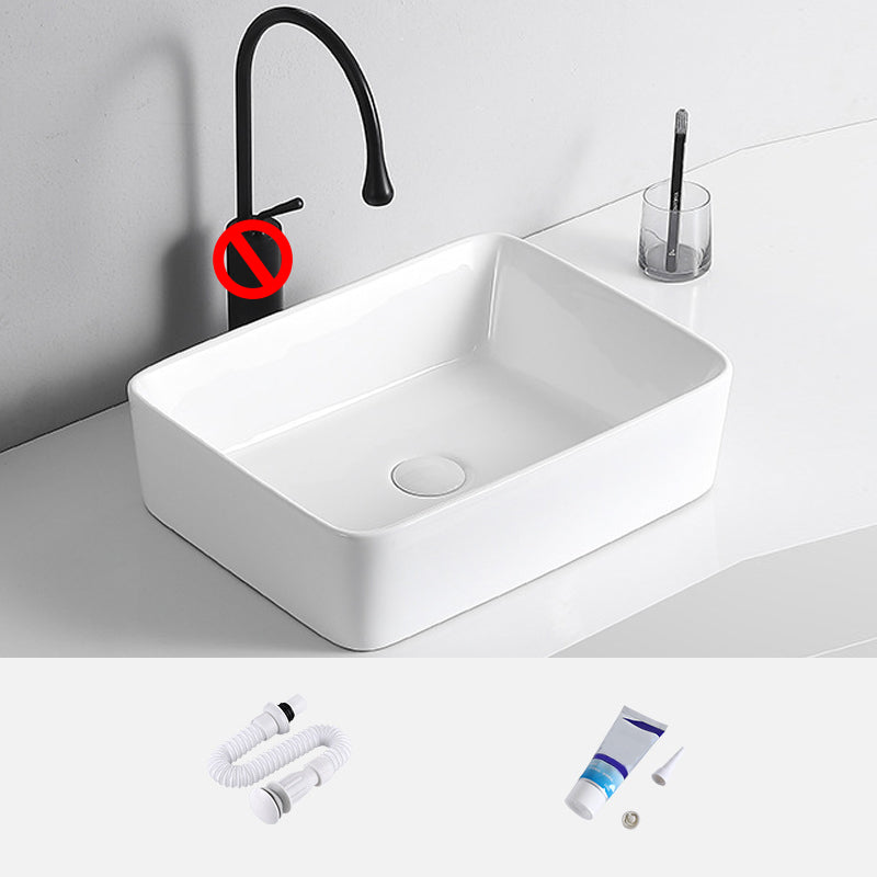 Modern Vessel Lavatory Sink Porcelain Rectangular Vessel Sink(Not Including Faucet)