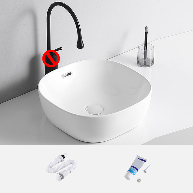 Modern Vessel Lavatory Sink Porcelain Rectangular Vessel Sink(Not Including Faucet)