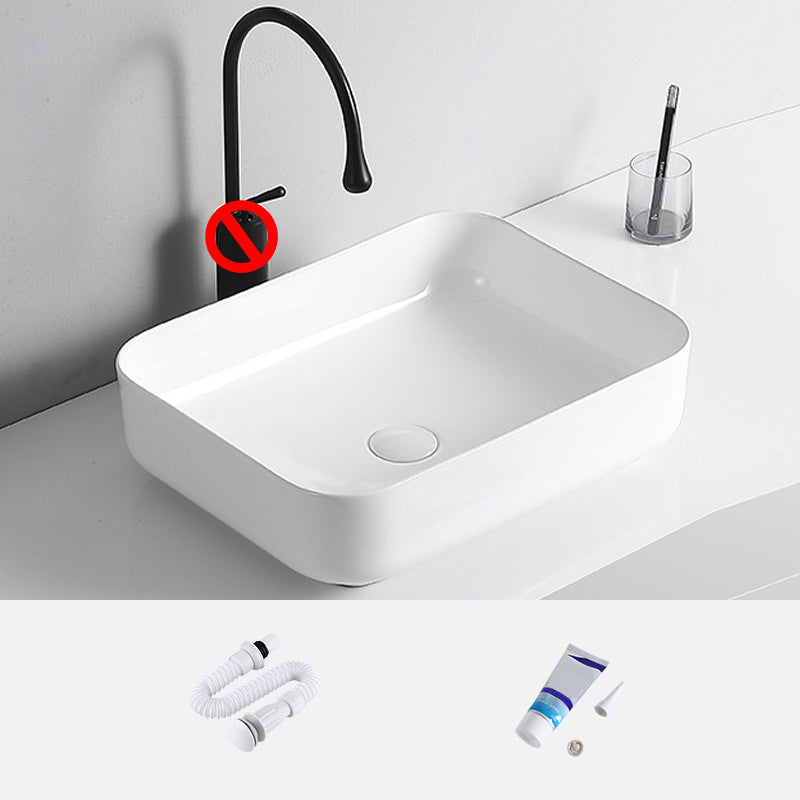 Modern Vessel Lavatory Sink Porcelain Rectangular Vessel Sink(Not Including Faucet)