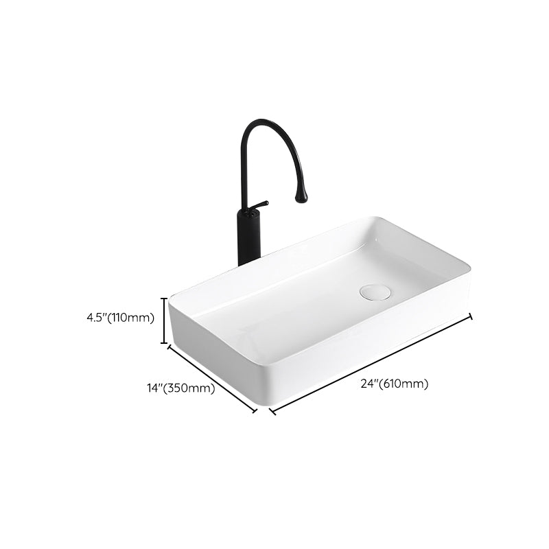 Modern Vessel Lavatory Sink Porcelain Rectangular Vessel Sink(Not Including Faucet)