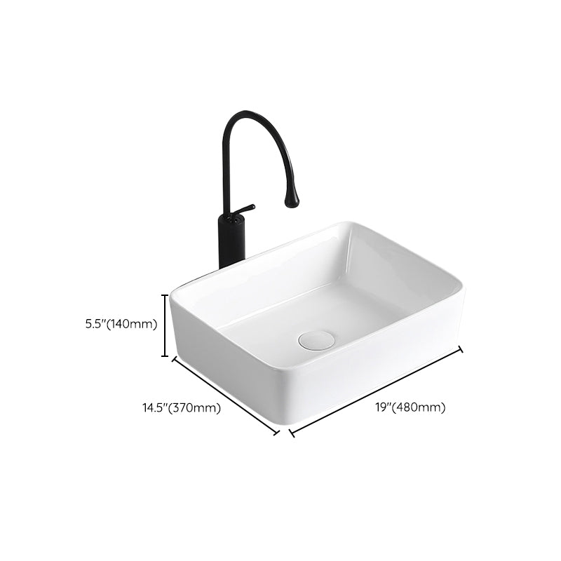 Modern Vessel Lavatory Sink Porcelain Rectangular Vessel Sink(Not Including Faucet)