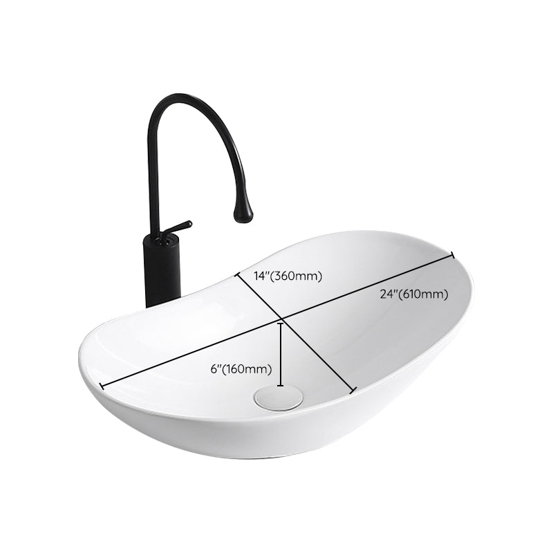 Modern Vessel Lavatory Sink Porcelain Rectangular Vessel Sink(Not Including Faucet)