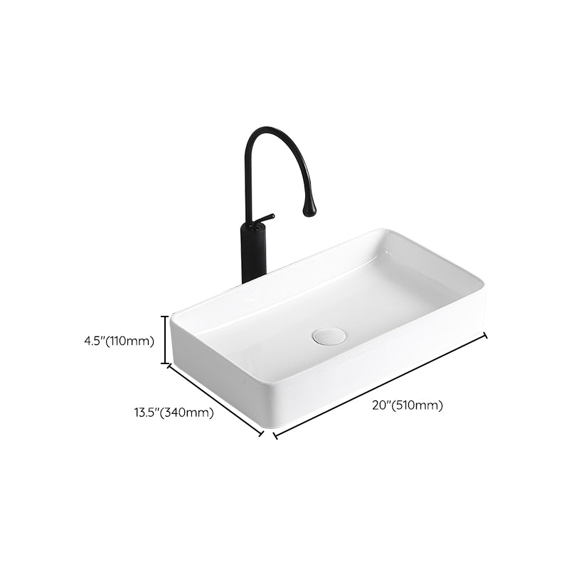 Modern Vessel Lavatory Sink Porcelain Rectangular Vessel Sink(Not Including Faucet)
