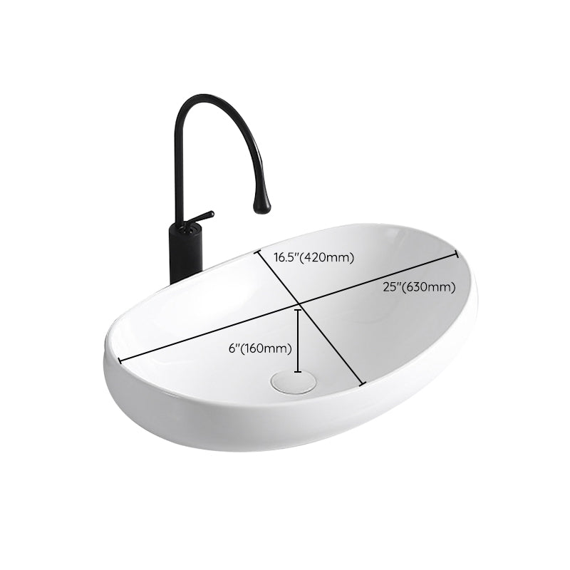 Modern Vessel Lavatory Sink Porcelain Rectangular Vessel Sink(Not Including Faucet)