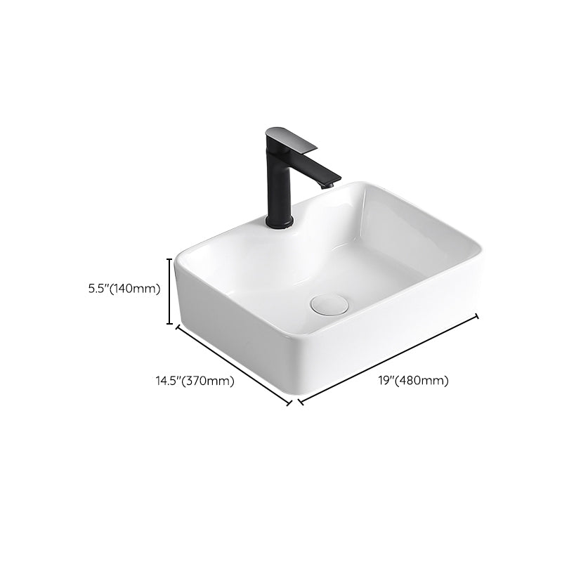 Modern Vessel Lavatory Sink Porcelain Rectangular Vessel Sink(Not Including Faucet)