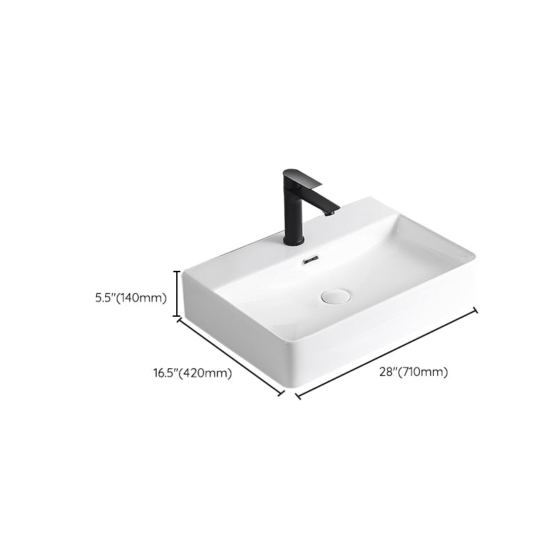 Modern Vessel Lavatory Sink Porcelain Rectangular Vessel Sink(Not Including Faucet)