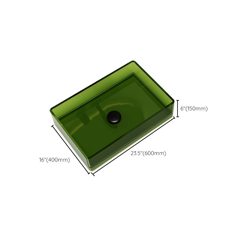 Modern Vessel Bathroom Sink Square Resin with Pop-Up Drain Vessel Lavatory Sink Only