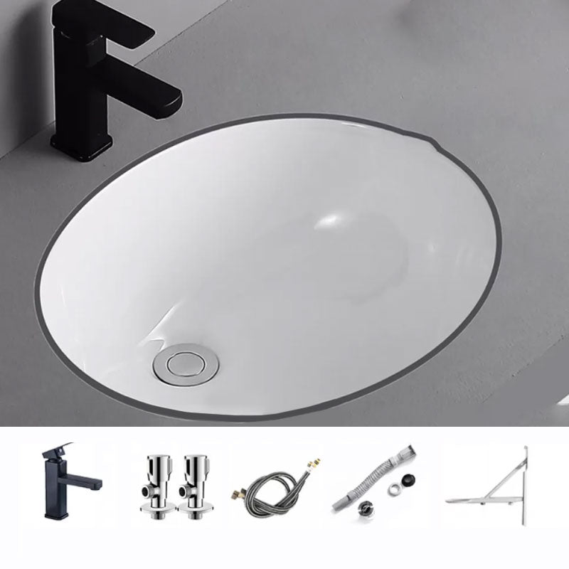 Traditional Undermount Vanity Sink Porcelain Rectangular with Pop-Up Drain Vessel Sink