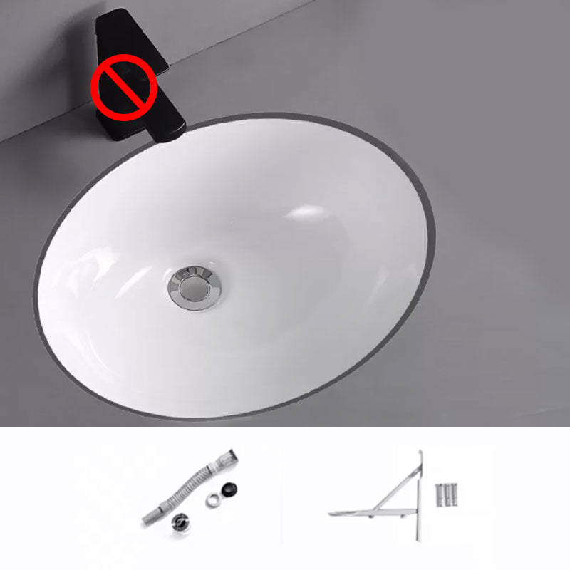 Traditional Undermount Vanity Sink Porcelain Rectangular with Pop-Up Drain Vessel Sink