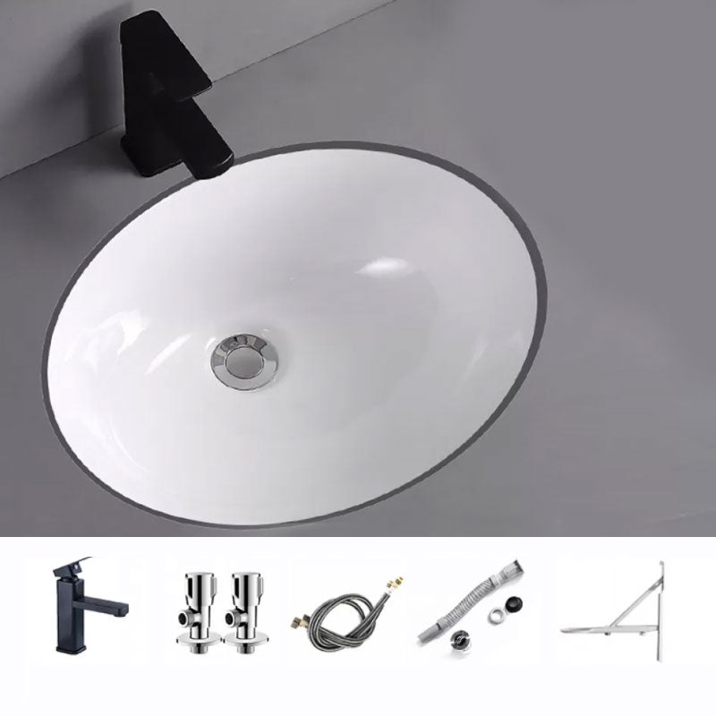 Traditional Undermount Vanity Sink Porcelain Rectangular with Pop-Up Drain Vessel Sink