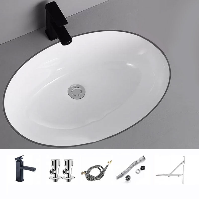 Traditional Undermount Vanity Sink Porcelain Rectangular with Pop-Up Drain Vessel Sink