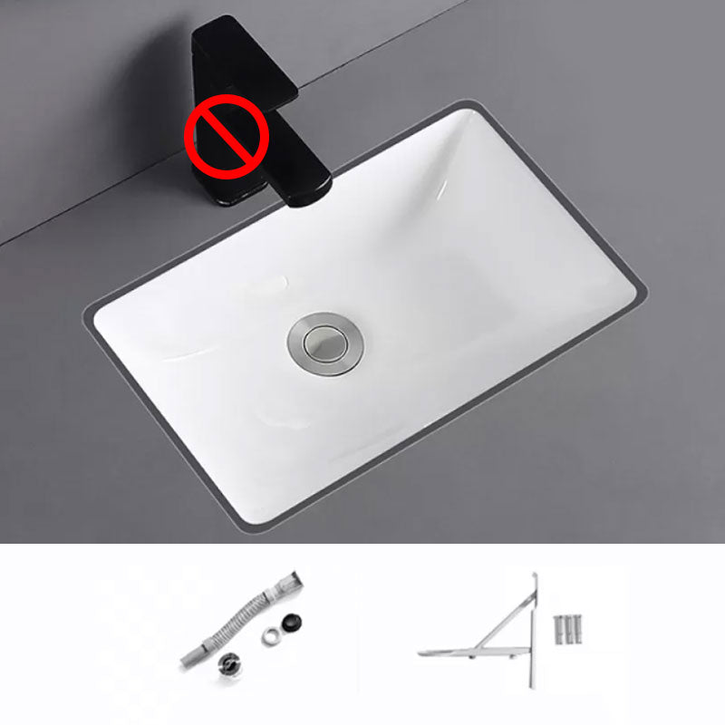 Traditional Undermount Vanity Sink Porcelain Rectangular with Pop-Up Drain Vessel Sink