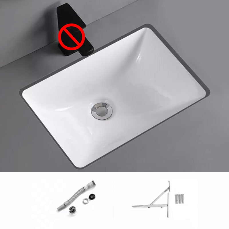 Traditional Undermount Vanity Sink Porcelain Rectangular with Pop-Up Drain Vessel Sink