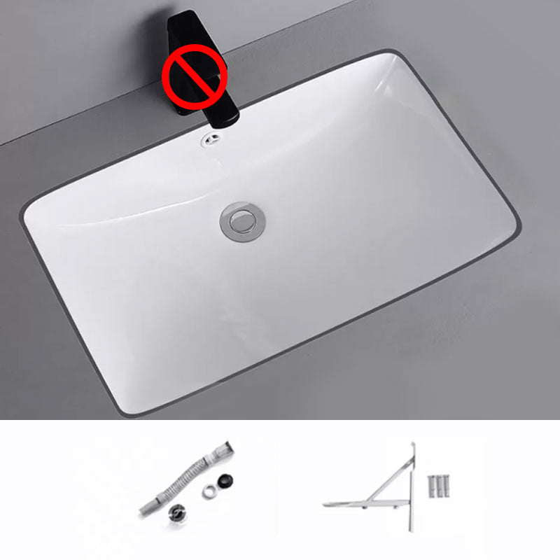 Traditional Undermount Vanity Sink Porcelain Rectangular with Pop-Up Drain Vessel Sink