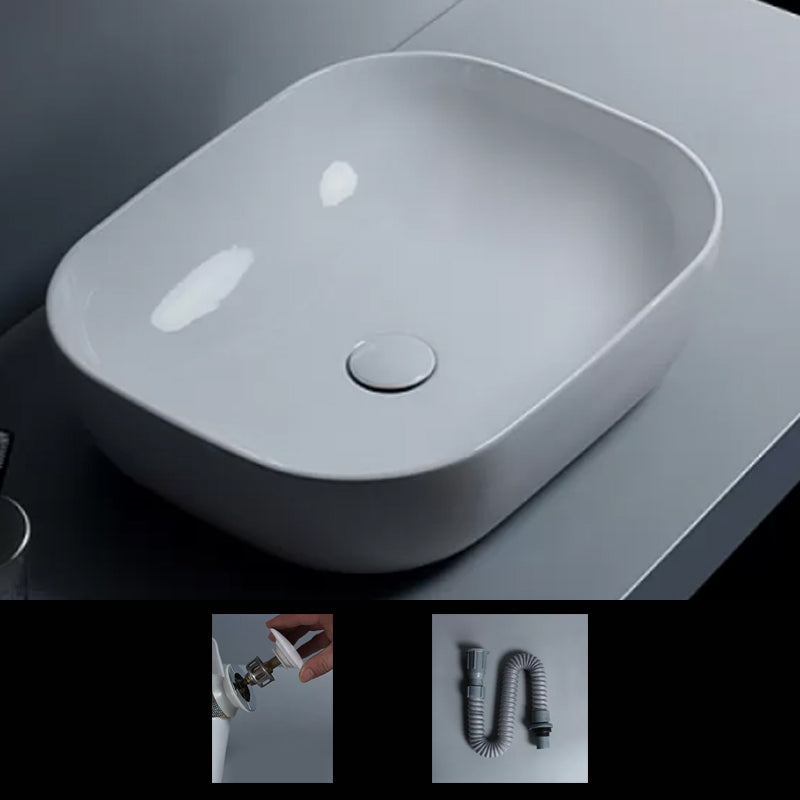 Traditional Vessel Bathroom Sink Porcelain with Faucet Basin Sink