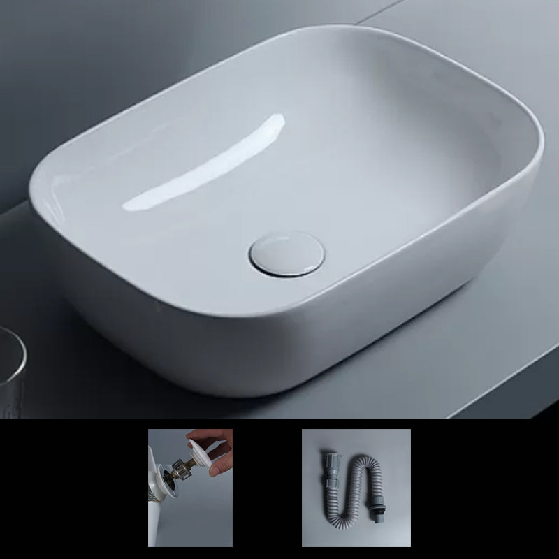 Traditional Vessel Bathroom Sink Porcelain with Faucet Basin Sink