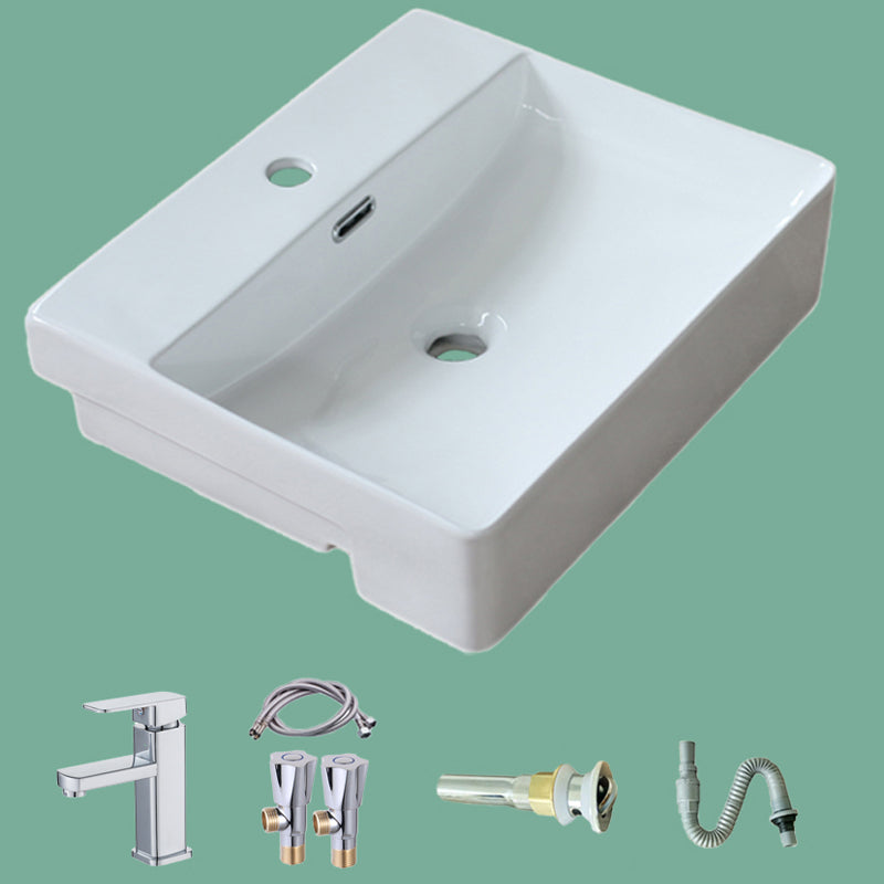 Modern Porcelain Bathroom Sink Rectangular Vessel Lavatory Sink