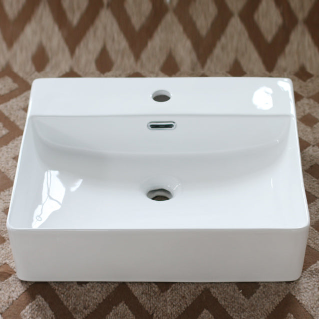Modern Porcelain Bathroom Sink Rectangular Vessel Lavatory Sink