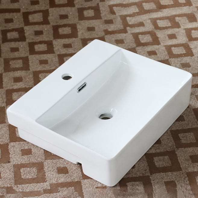 Modern Porcelain Bathroom Sink Rectangular Vessel Lavatory Sink