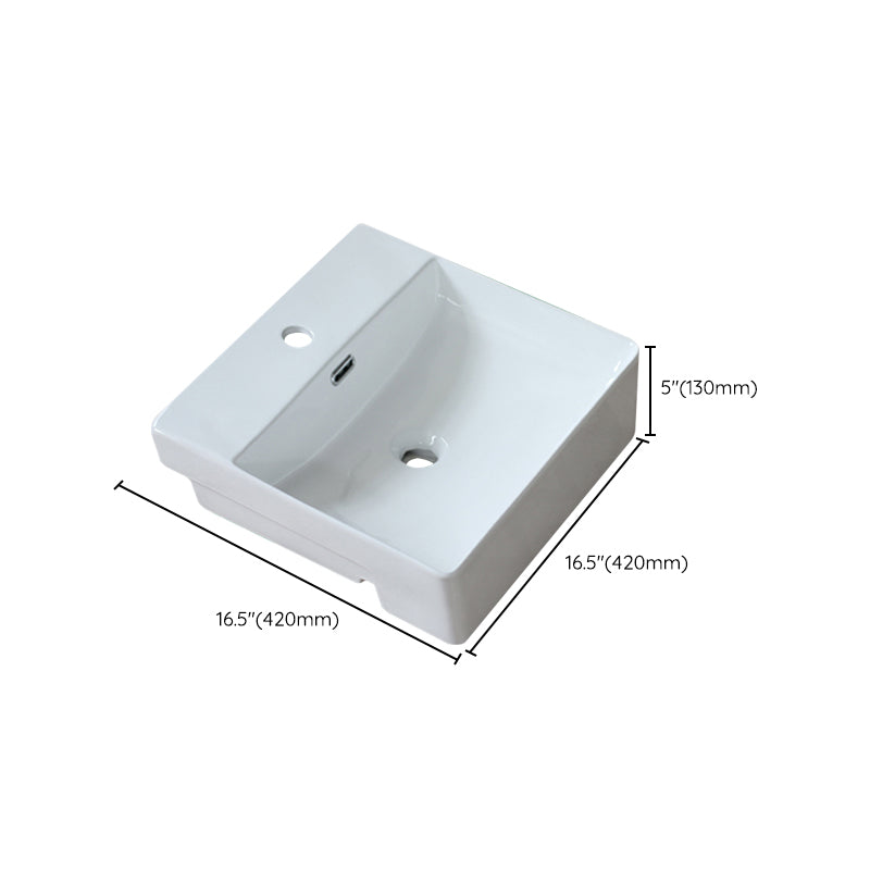 Modern Porcelain Bathroom Sink Rectangular Vessel Lavatory Sink