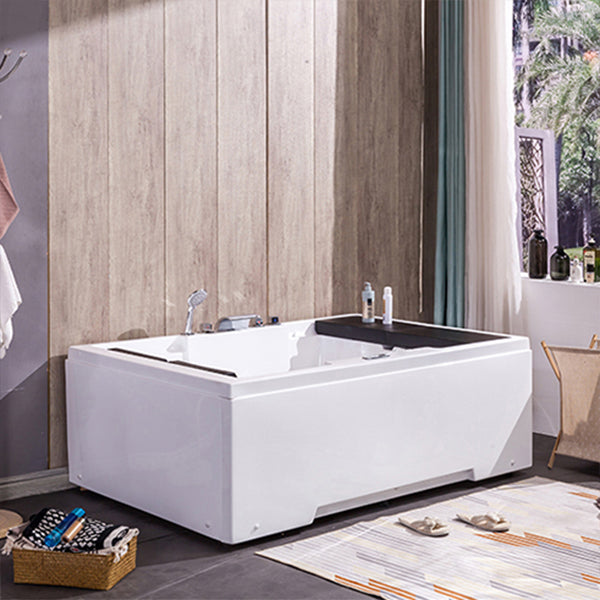 Freestanding Bath Acrylic Soaking White Rectangular Modern Bathtub