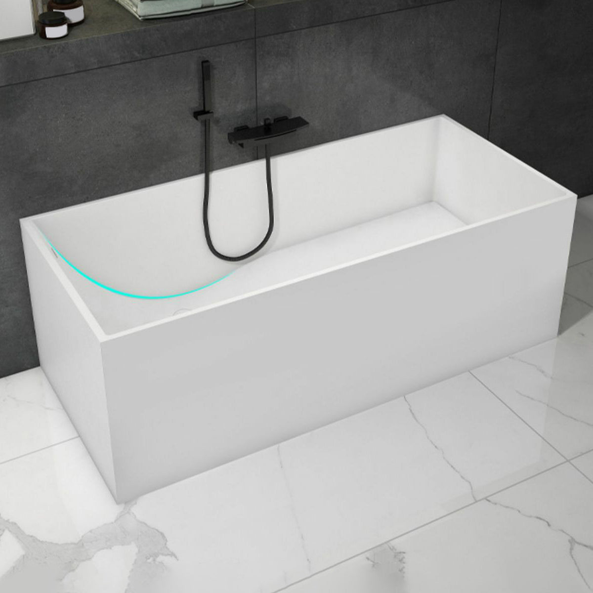 Soaking Rectangular Bathtub Antique Finish Back to Wall Bath Tub
