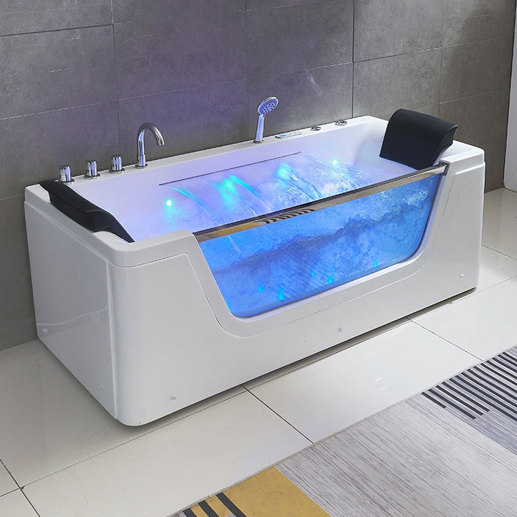 Stand Alone White Bathtub Acrylic Rectangular Modern Center Bath