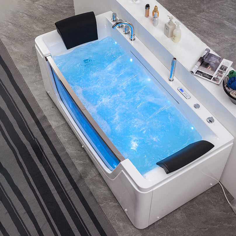 Stand Alone White Bathtub Acrylic Rectangular Modern Center Bath