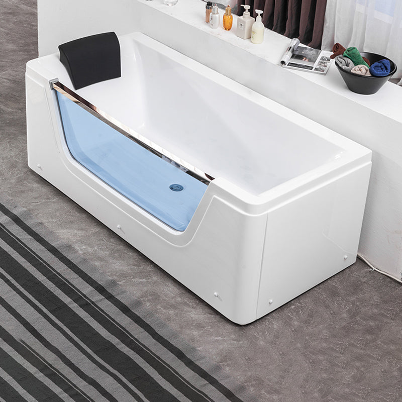 Stand Alone White Bathtub Acrylic Rectangular Modern Center Bath