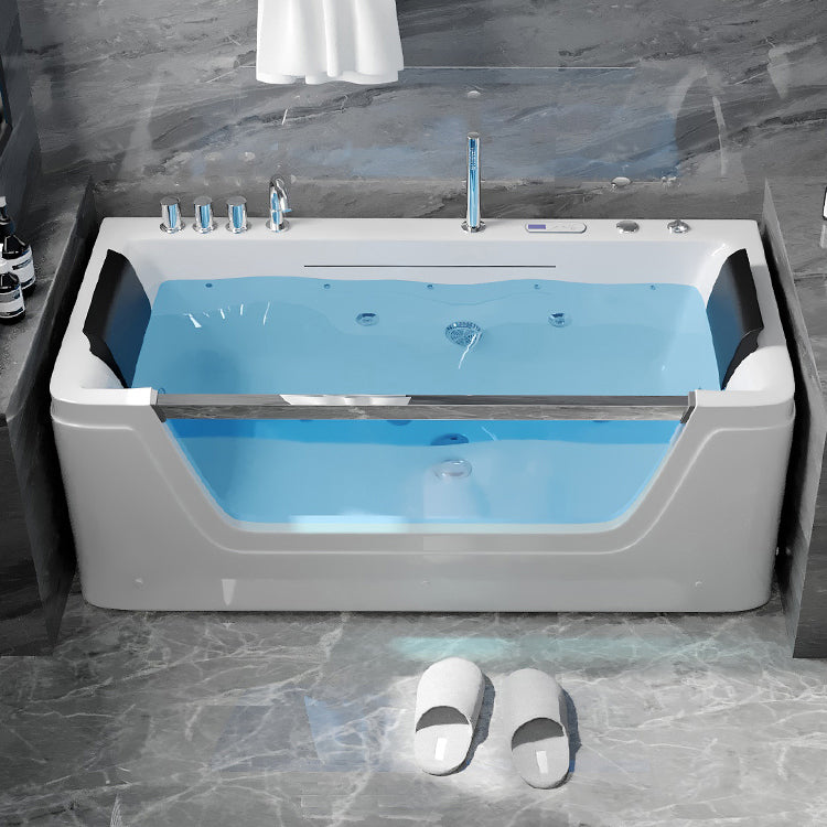 Stand Alone White Bathtub Acrylic Rectangular Modern Center Bath