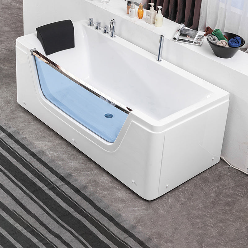 Stand Alone White Bathtub Acrylic Rectangular Modern Center Bath