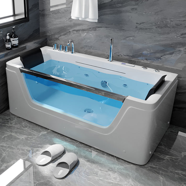 Stand Alone White Bathtub Acrylic Rectangular Modern Center Bath