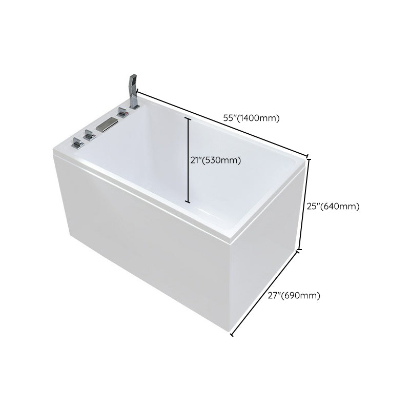 Acrylic Rectangular Bath Soaking Back to Wall Tub , 25.2-inch Tall