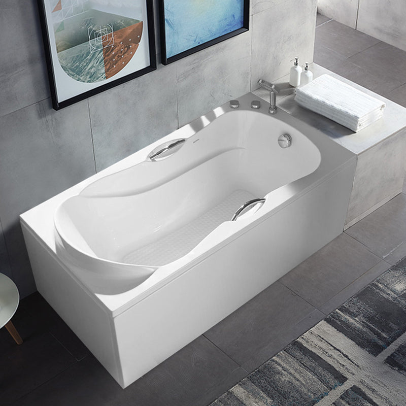 Acrylic Bath Soaking Back to Wall Bathtub in White , 29.53-inch Tall
