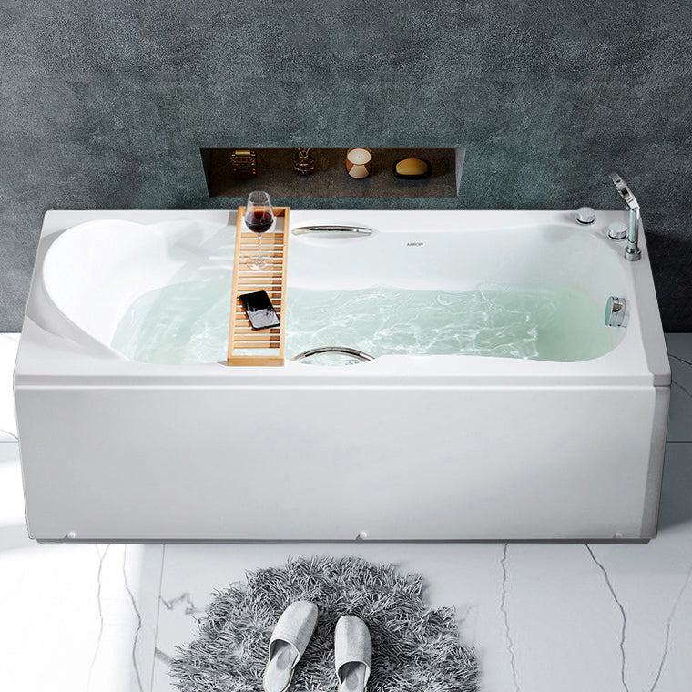 Acrylic Bath Soaking Back to Wall Bathtub in White , 29.53-inch Tall