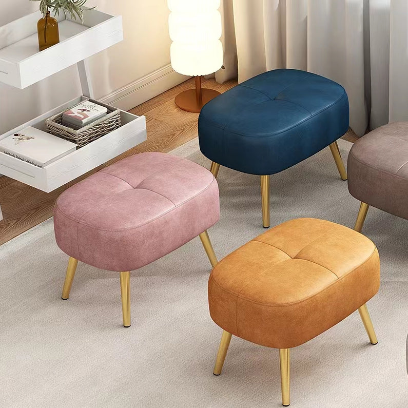 Solid Color Leather Standard Stool Modern Style Simple Household Rectangular Stool