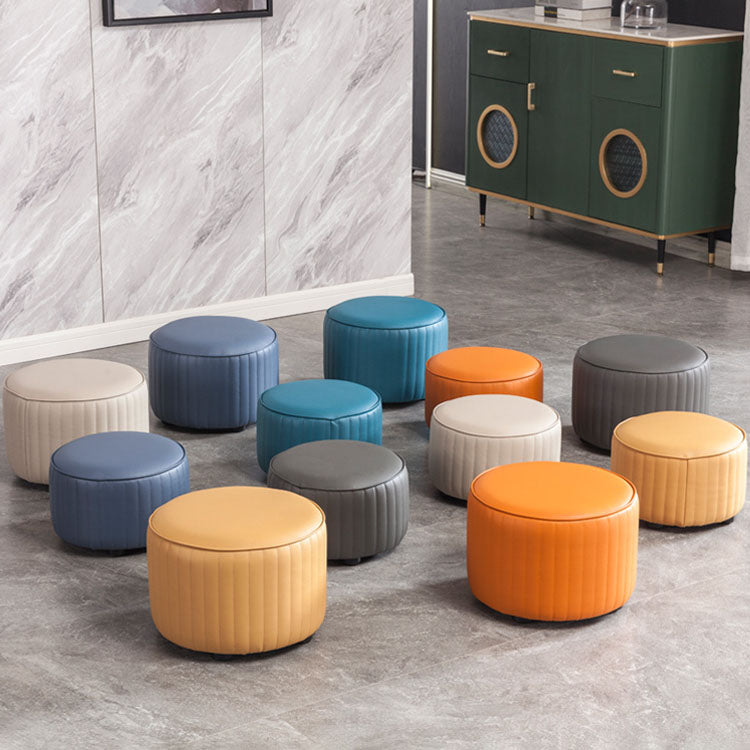 Leather Standard Stool Modern Style Simple Household Round Footstool