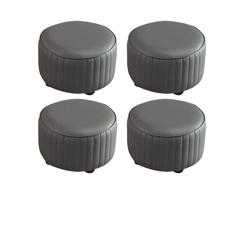 Leather Standard Stool Modern Style Simple Household Round Footstool