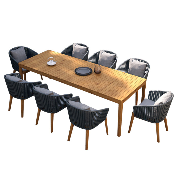 Light Brown Boho Dining Table Set 1/4/5/7/9 Pcs Rattan Dining Set