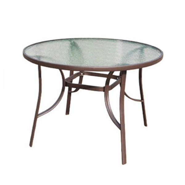 Industrial Glass Top Bistro Table Water Resistant Patio Table with Iron Frame