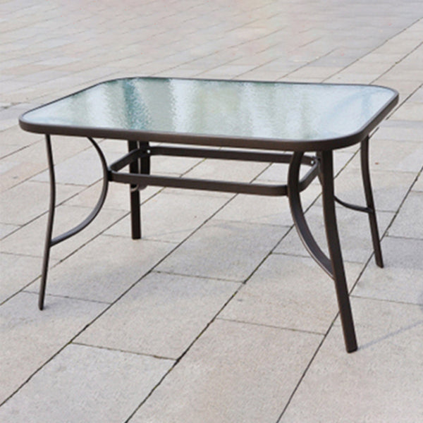 Industrial Glass Top Bistro Table Water Resistant Patio Table with Iron Frame