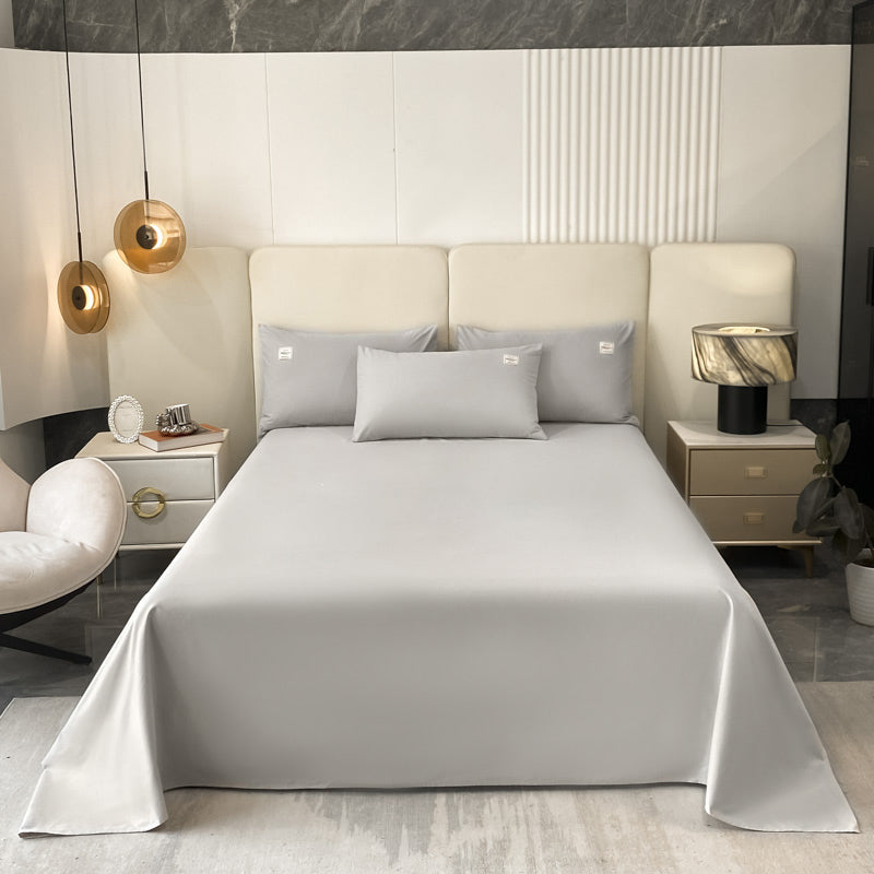 Solid Color Bed Sheet Set 100 Cotton Breathable Bed Sheet Set with Wrinkle Resistant