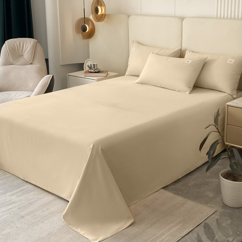 Solid Color Bed Sheet Set 100 Cotton Breathable Bed Sheet Set with Wrinkle Resistant